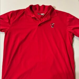 Mickey Callaway Vibrant Red Polo Gold Shirt